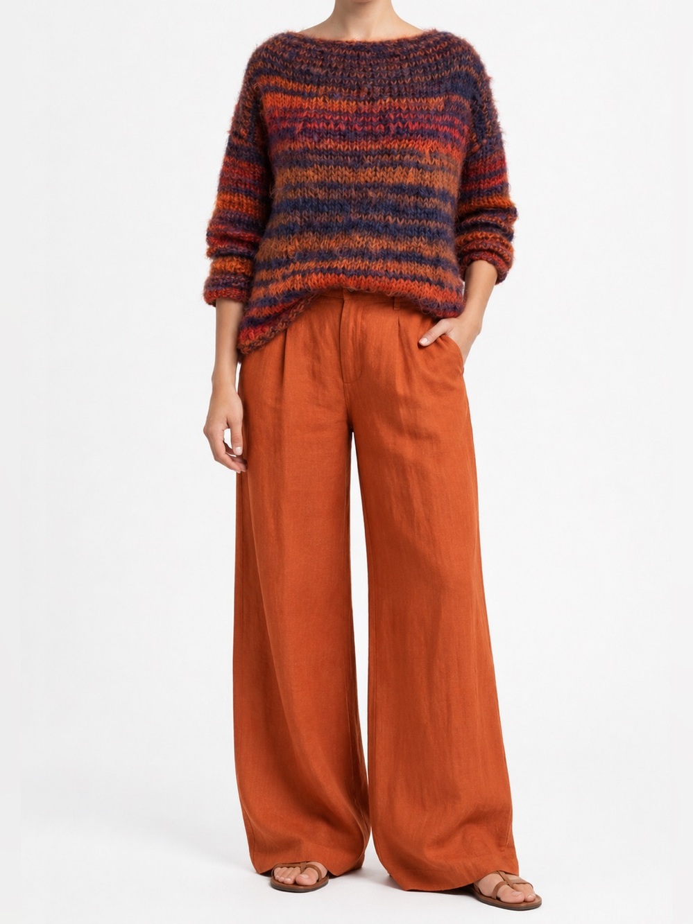 One of a kind Hand knitted Oversized Wool blend Sweater size medium